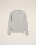 SWEATSHIRT AMI DE COEUR CROCHET EN COTON GRIS CEND CHINE / BLANC CRÈME