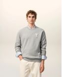 SWEATSHIRT AMI DE COEUR CROCHET EN COTON GRIS CEND CHINE / BLANC CRÈME