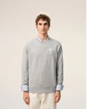 SWEATSHIRT AMI DE COEUR CROCHET EN COTON GRIS CEND CHINE / BLANC CRÈME