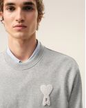 SWEATSHIRT AMI DE COEUR CROCHET EN COTON GRIS CEND CHINE / BLANC CRÈME