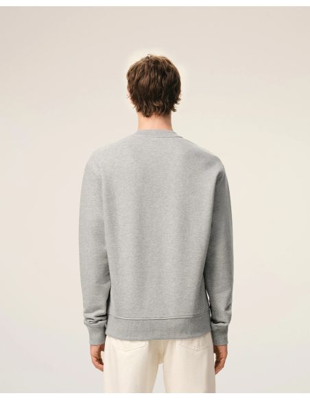 SWEATSHIRT AMI DE COEUR CROCHET EN COTON GRIS CEND CHINE / BLANC CRÈME