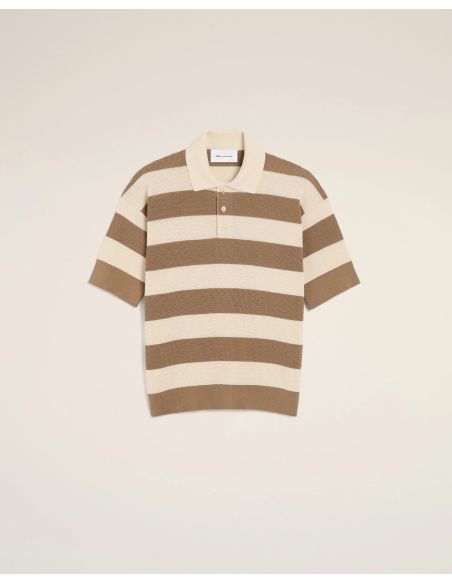 POLO MANCHES COURTES AMI DE COEUR EN COTON BLANC CRÈME / BEIGE TAUPE