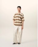 SHORT-SLEEVES POLO SHIRT AMI DE COEUR IN COTTON CREAM WHITE / TAUPE