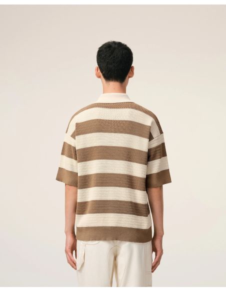 SHORT-SLEEVES POLO SHIRT AMI DE COEUR IN COTTON CREAM WHITE / TAUPE