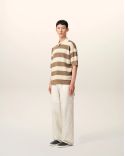 SHORT-SLEEVES POLO SHIRT AMI DE COEUR IN COTTON CREAM WHITE / TAUPE