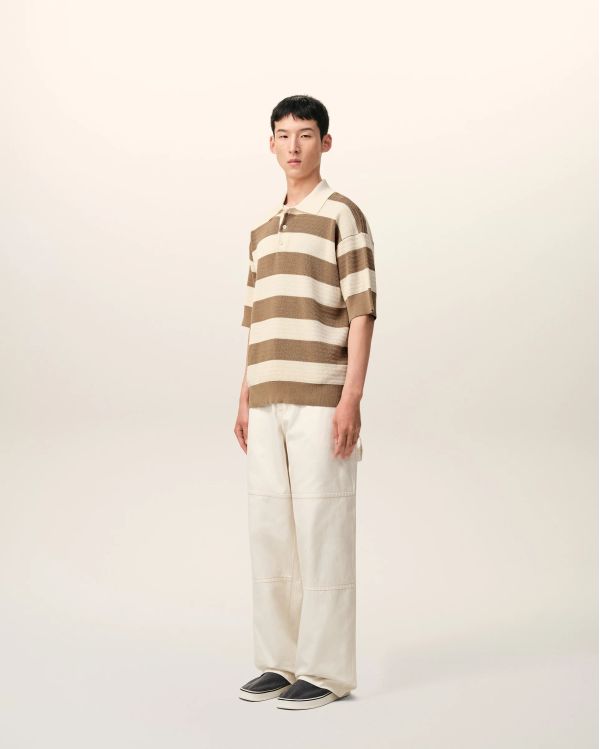POLO MANCHES COURTES AMI DE COEUR EN COTON BLANC CRÈME / BEIGE TAUPE