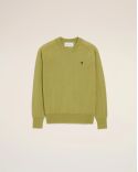 PULL COL ROND AMI DE COEUR EN LAINE VERT MATCHA / NOIR