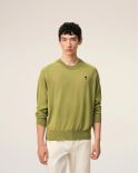 ROUND NECK SWEATER AMI DE COEUR IN WOOL MATCHA GREEN / BLACK