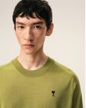 PULL COL ROND AMI DE COEUR EN LAINE VERT MATCHA / NOIR