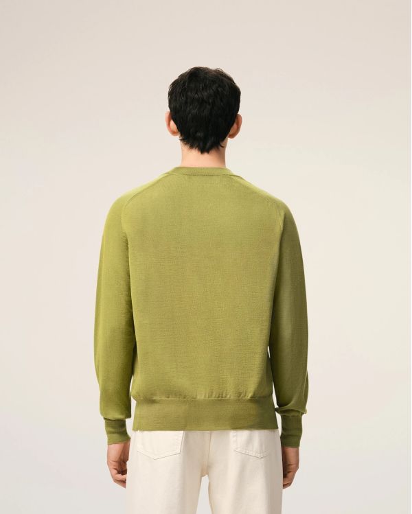 ROUND NECK SWEATER AMI DE COEUR IN WOOL MATCHA GREEN / BLACK 2