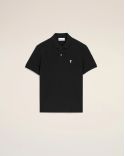 POLO MANCHES COURTES AMI DE COEUR EN COTON NOIR / BLANC CRÈME