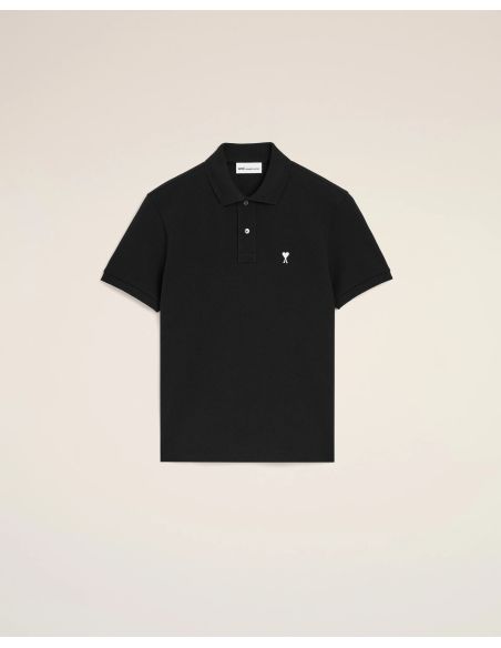 SHORT-SLEEVES POLO SHIRT AMI DE COEUR IN COTTON BLACK / CREAM WHITE
