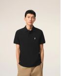 SHORT-SLEEVES POLO SHIRT AMI DE COEUR IN COTTON BLACK / CREAM WHITE