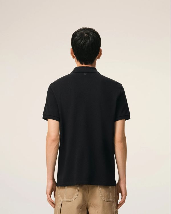 SHORT-SLEEVES POLO SHIRT AMI DE COEUR IN COTTON BLACK / CREAM WHITE 2