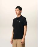 SHORT-SLEEVES POLO SHIRT AMI DE COEUR IN COTTON BLACK / CREAM WHITE