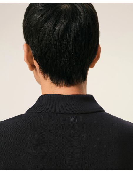 SHORT-SLEEVES POLO SHIRT AMI DE COEUR IN COTTON BLACK / CREAM WHITE