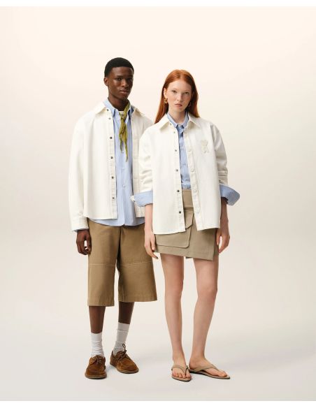 CROCHET OVERSHIRT AMI DE COEUR CREAM WHITE