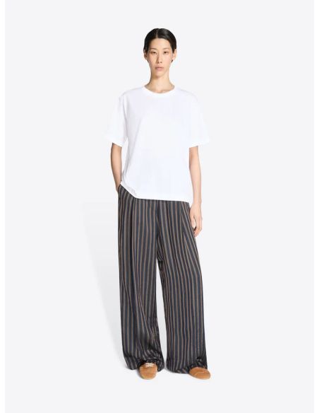 NAVY BLUE WIDE-PLEATED TROUSERS
