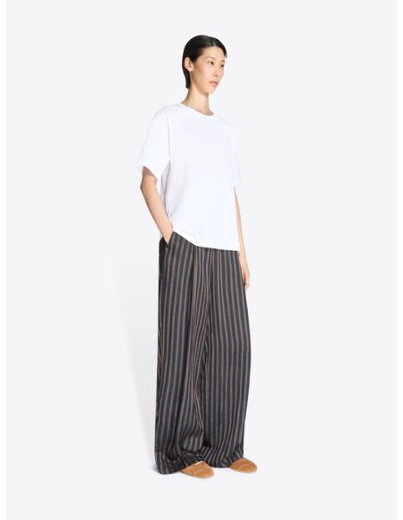 NAVY BLUE WIDE-PLEATED TROUSERS