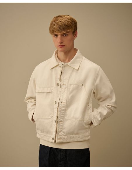 BULL DENIM ZIP JACKET GAUZE WHITE