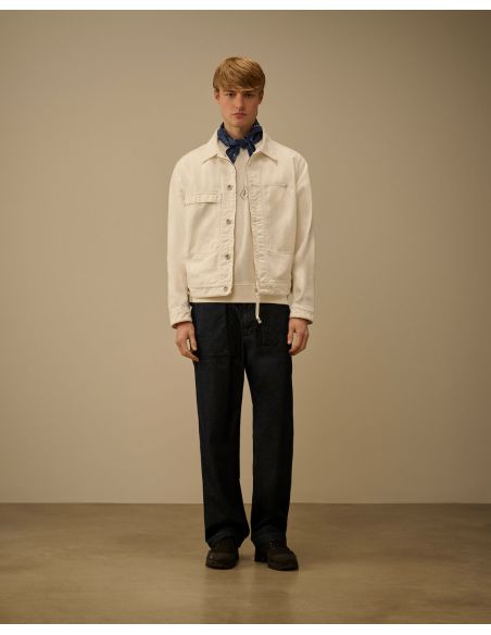 BULL DENIM ZIP JACKET GAUZE WHITE