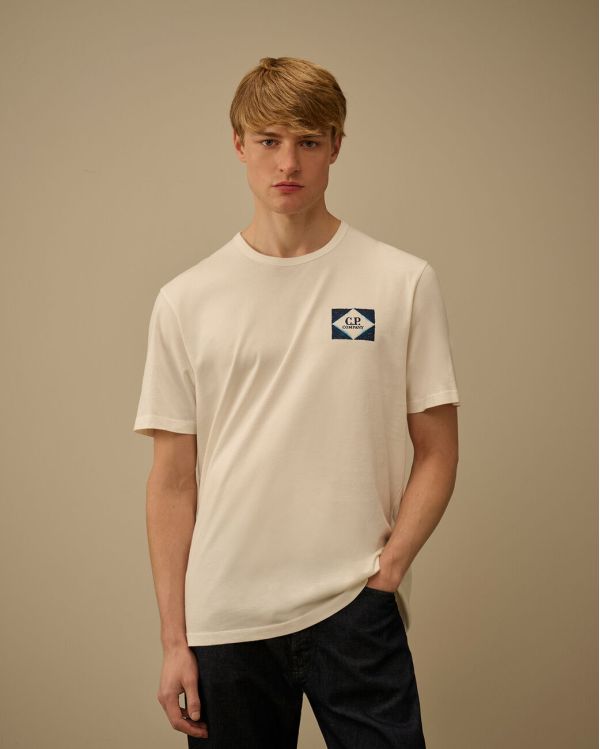 T-SHIRT WITH PRINTED LOGO ON WHITE GAUZE 2