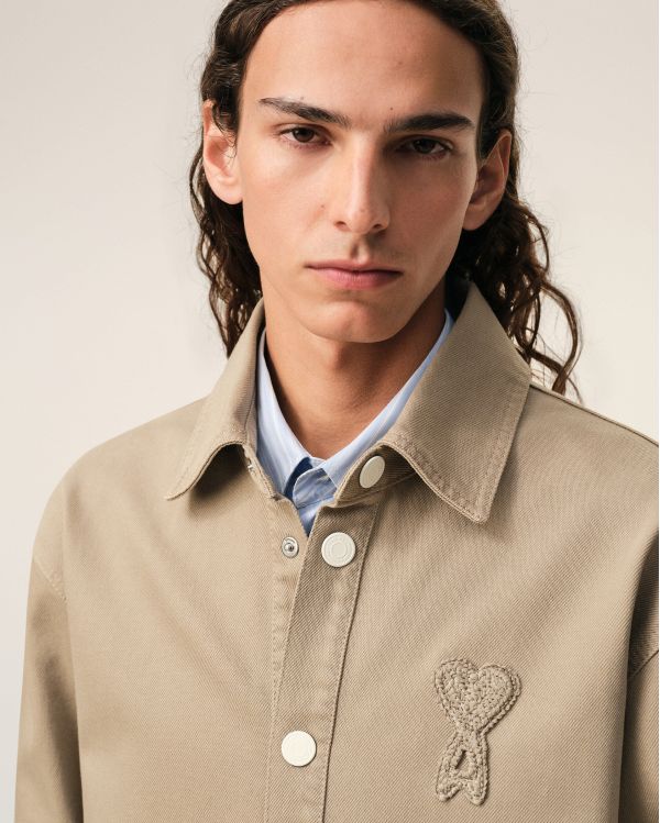 AMI DE COEUR BEIGE-TAUPE CROCHET OVERSHIRT