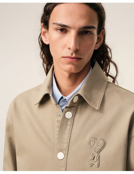 AMI DE COEUR BEIGE-TAUPE CROCHET OVERSHIRT