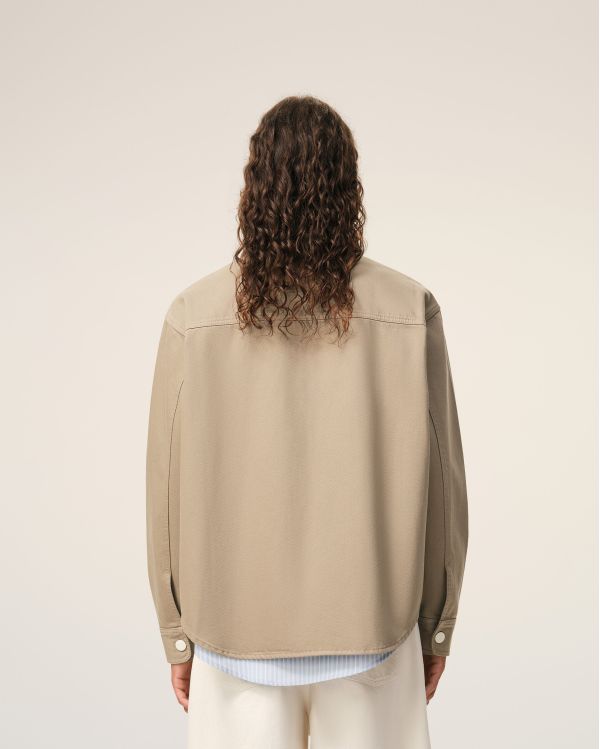 AMI DE COEUR BEIGE-TAUPE CROCHET OVERSHIRT