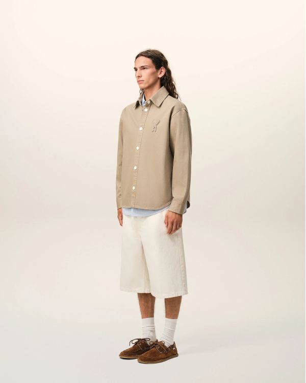 AMI DE COEUR BEIGE-TAUPE CROCHET OVERSHIRT