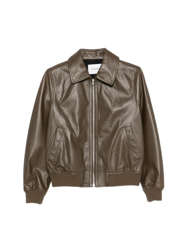 VESTE CUIR AGNEAU CLASSIQUE BRONZE VERT