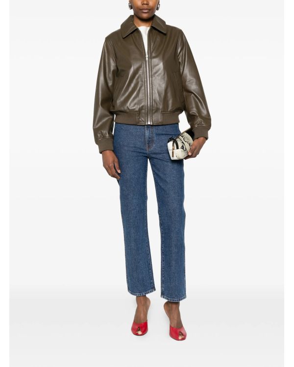 CLASSIC BRONZE GREEN LAMB LEATHER JACKET 2