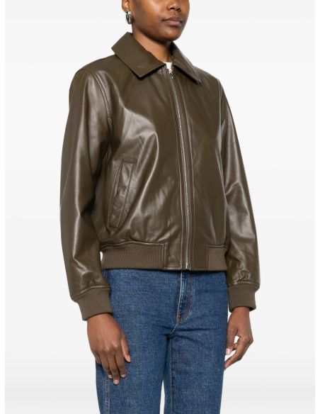 VESTE CUIR AGNEAU CLASSIQUE BRONZE VERT
