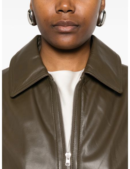 VESTE CUIR AGNEAU CLASSIQUE BRONZE VERT