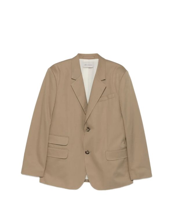BEIGE TAUPE SINGLE-BREASTED STRAIGHT-CUT BLAZER