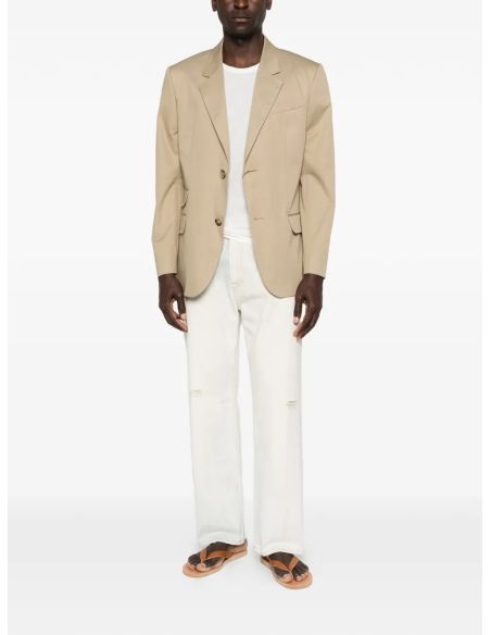 BEIGE TAUPE SINGLE-BREASTED STRAIGHT-CUT BLAZER