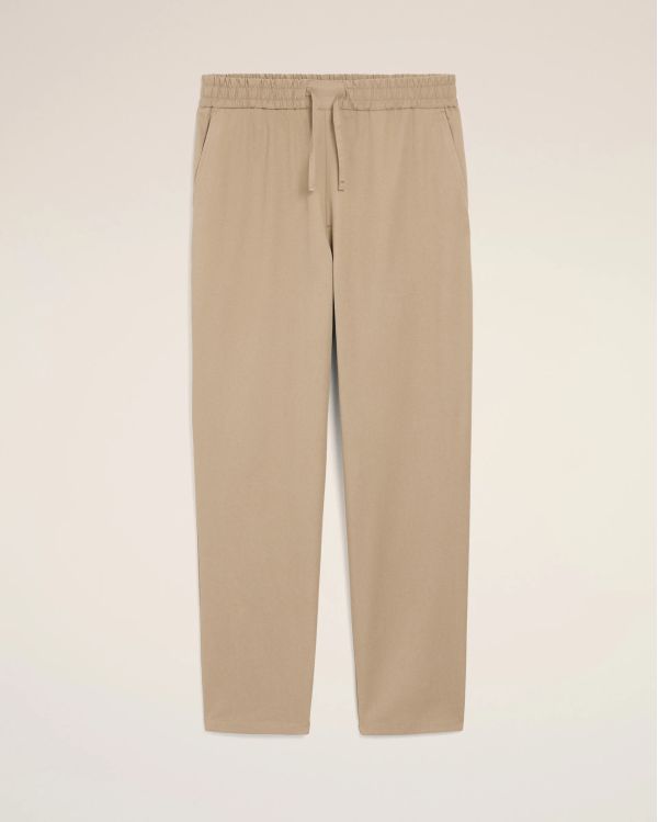 PANTALON TAILLE ELASTIQUÉE EN COTON BEIGE TAUPE