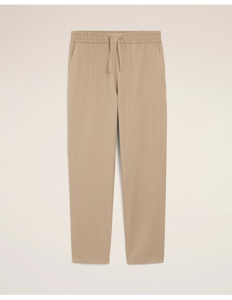 COTTON PANTS WITH ELASTIC WAISTBAND BEIGE TAUPE