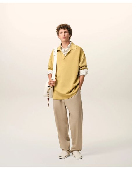 PANTALON TAILLE ELASTIQUÉE EN COTON BEIGE TAUPE