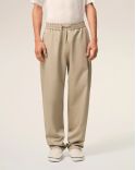 PANTALON TAILLE ELASTIQUÉE EN COTON BEIGE TAUPE