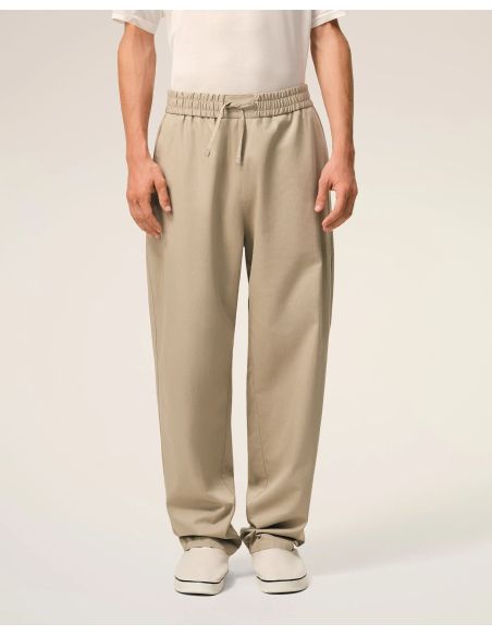 COTTON PANTS WITH ELASTIC WAISTBAND BEIGE TAUPE