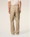 COTTON PANTS WITH ELASTIC WAISTBAND BEIGE TAUPE