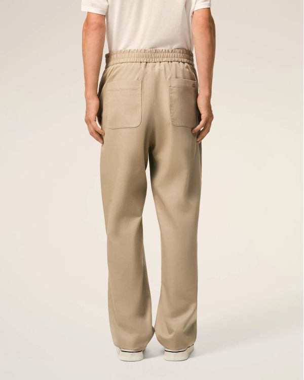 PANTALON TAILLE ELASTIQUÉE EN COTON BEIGE TAUPE