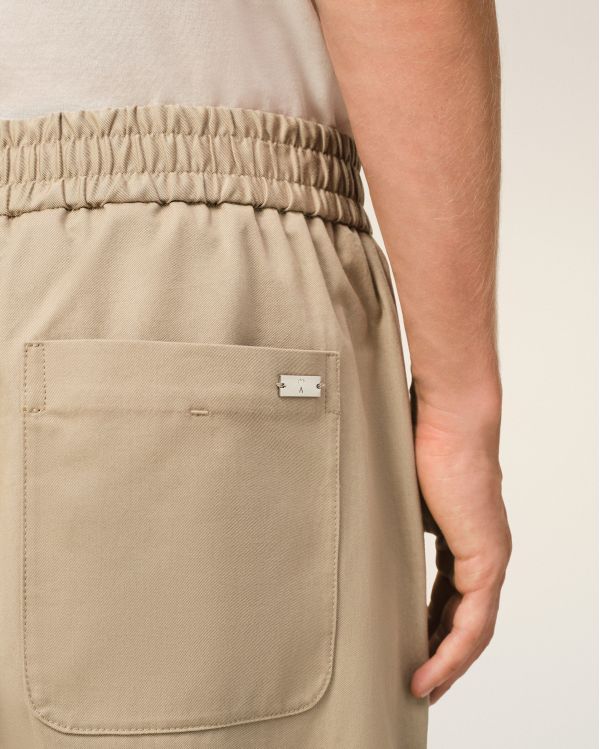 COTTON PANTS WITH ELASTIC WAISTBAND BEIGE TAUPE
