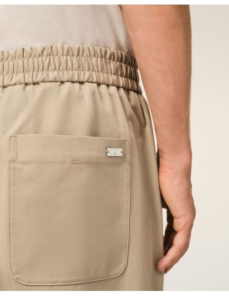 COTTON PANTS WITH ELASTIC WAISTBAND BEIGE TAUPE