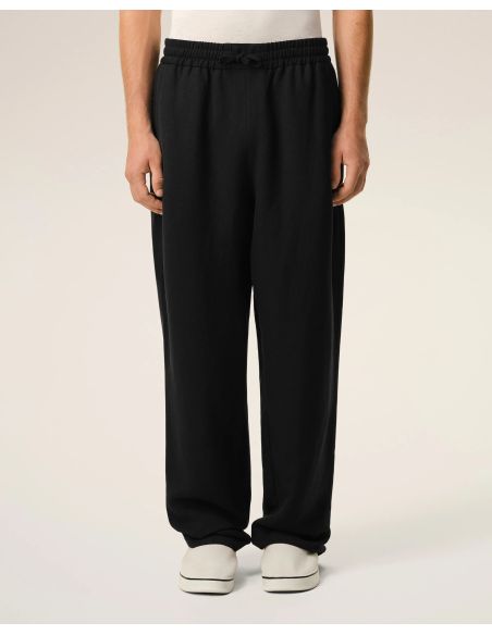 PANTALON TAILLE ELASTIQUÉE EN LIN MÉLANGÉ NOIR
