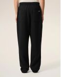BLACK BLENDED LINEN ELASTIC-WAIST PANTS
