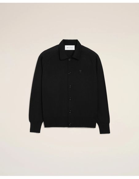 CARDIGAN COL CHEMISE AMI DE COEUR EN LAINE NOIR