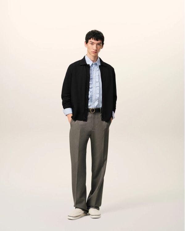 BLACK WOOL AMI DE COEUR SHIRT-COLLAR CARDIGAN 2
