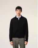 CARDIGAN COL CHEMISE AMI DE COEUR EN LAINE NOIR